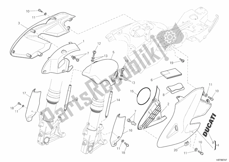 Tutte le parti per il Carenatura del Ducati Hypermotard 1100 EVO 2010